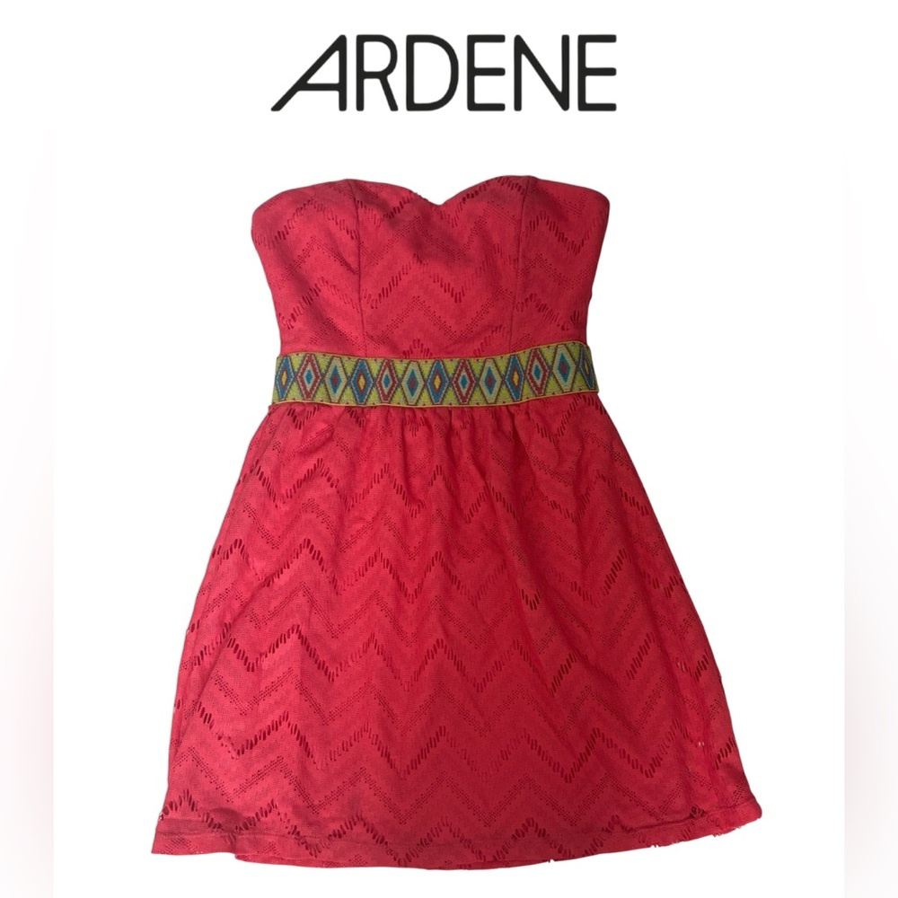 STRAPLESS CORAL DRESS CUT OUT BACK MINI ARDENE